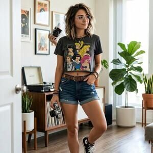 Graphic Women's Top Disney Princesses Cut Out Med